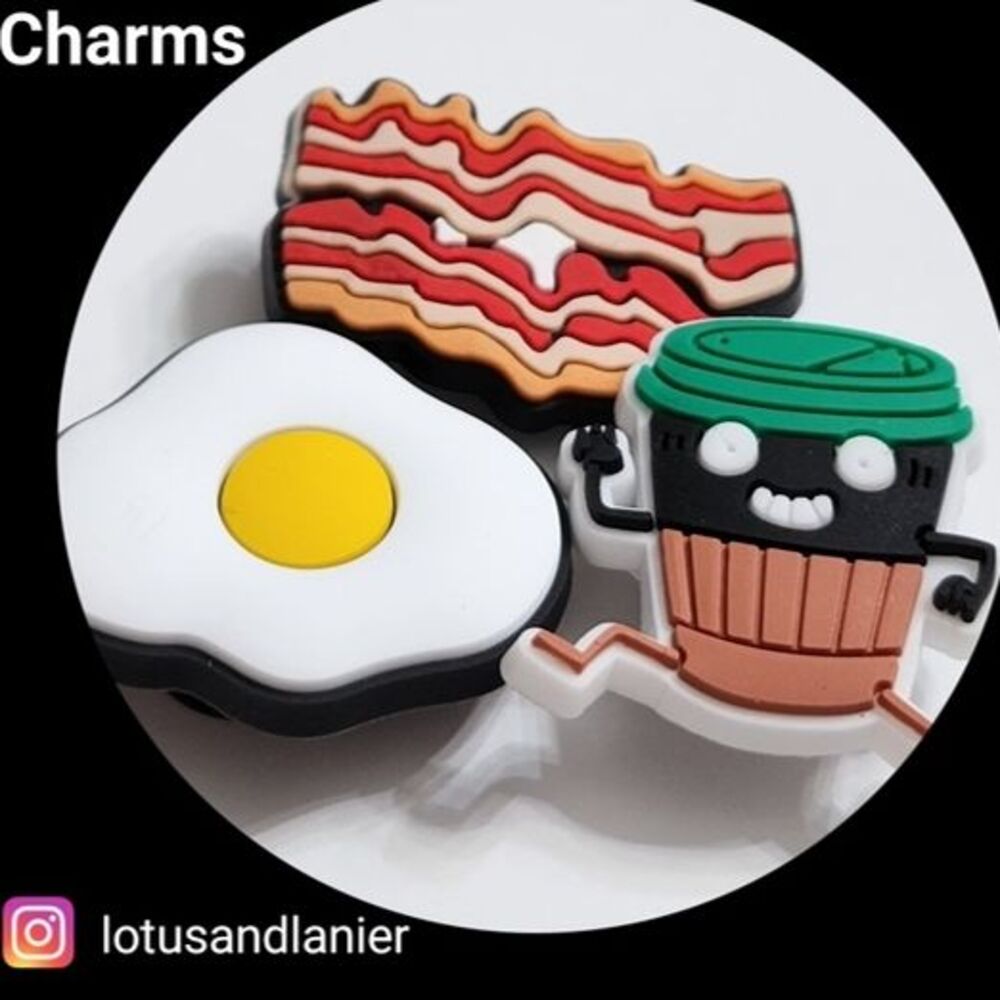 Shoe Charms" Keto Breakfast" Charms Set of 3